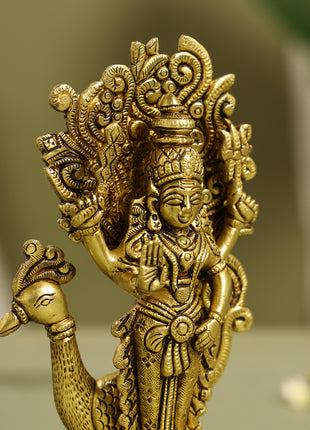 Brass Lord Murugan/Kartikeya Idol (7 Inch)