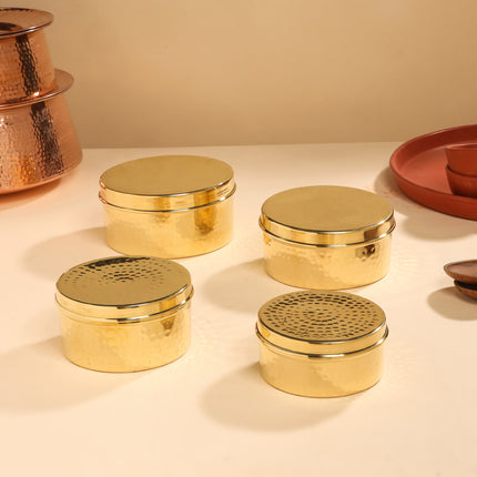 Brass Laddu Box With Lid