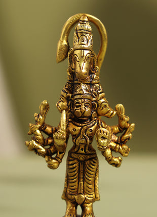Brass Superfine Panchmukhi Hanuman Idol (5.5 Inch)