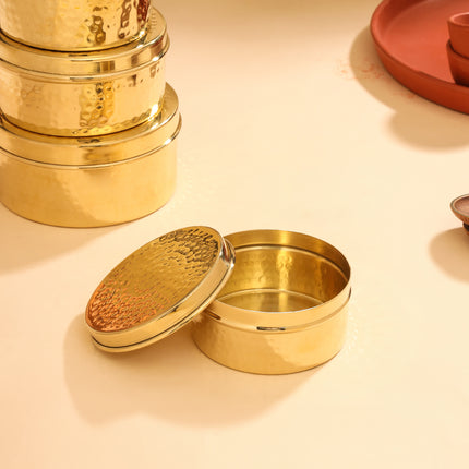 Brass Laddu Box With Lid
