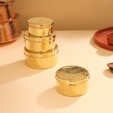Brass Laddu Box With Lid