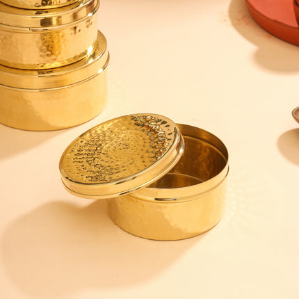 Brass Laddu Box With Lid