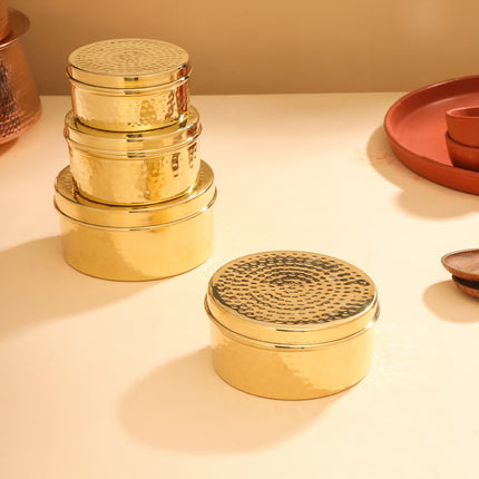 Brass Laddu Box With Lid