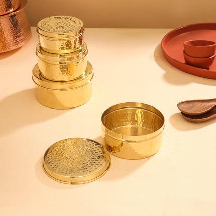 Brass Laddu Box With Lid