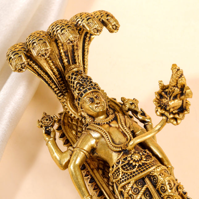 Brass Superfine Vishnu On Sheshnaag Statue (3 Inch)