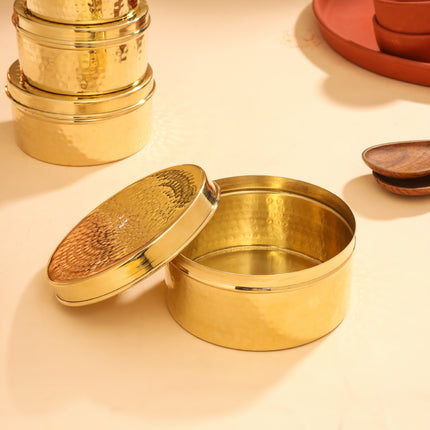 Brass Laddu Box With Lid