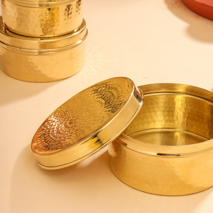 Brass Laddu Box With Lid