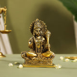 Brass Blessing Hanuman With Base Idol (6 Inch)