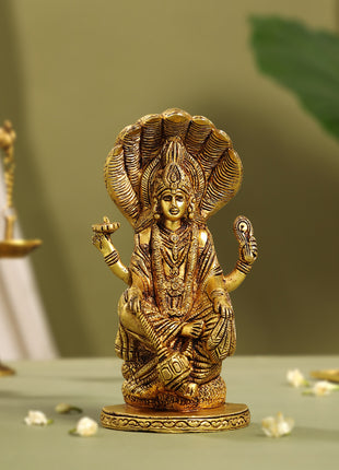 Brass Sitting Lord Vishnu Idol (7.6 Inch)