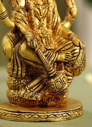 Brass Sitting Lord Vishnu Idol (7.6 Inch)
