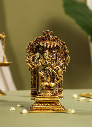 Brass Goddess Mahishasura Mardini Idol (8 Inch)