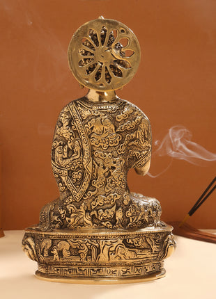 Brass Handcarved Blessing Buddha (10.5 Inch)