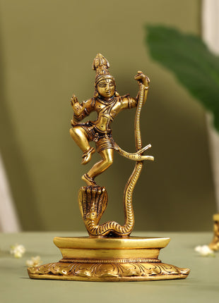 Brass Superfine Dancing Kalinga Krishna Statue (8.5 Inch)