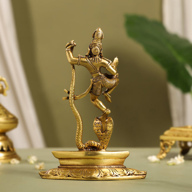 Brass Superfine Dancing Kalinga Krishna Statue (8.5 Inch)