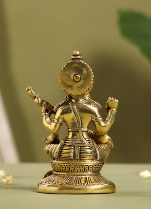Brass Goddess Saraswati Idol (6.5 Inch)