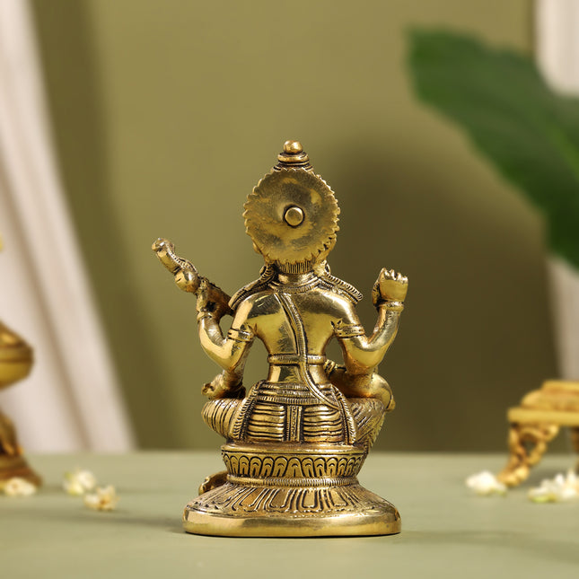 Brass Goddess Saraswati Idol (6.5 Inch)