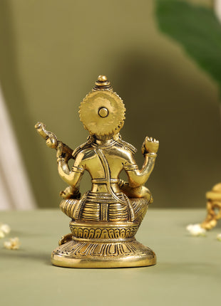 Brass Goddess Saraswati Idol (6.5 Inch)
