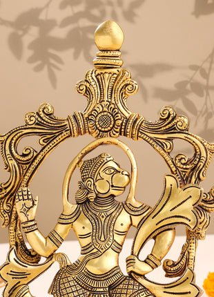 Brass Lord Hanuman Idol In Frame (12.5 Inch)