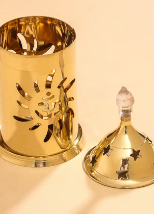 Brass Elegant Akhand Diya With Om Carving