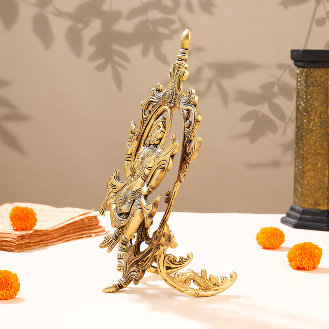 Brass Lord Hanuman Idol In Frame (12.5 Inch)