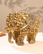 Brass Majestic Carved Elephant Statue (11 Inch)