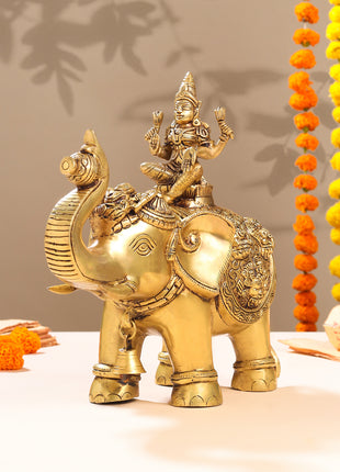 Brass Asthalakshmi Elephant Statue (12 Inch)