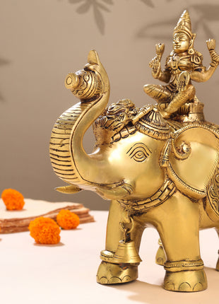 Brass Asthalakshmi Elephant Statue (12 Inch)