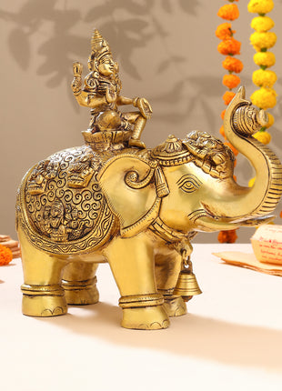 Brass Asthalakshmi Elephant Statue (12 Inch)