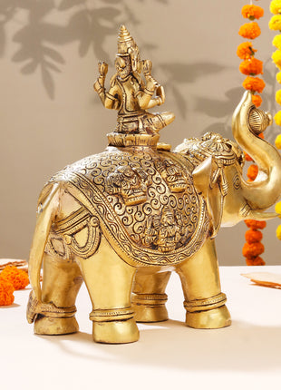 Brass Asthalakshmi Elephant Statue (12 Inch)