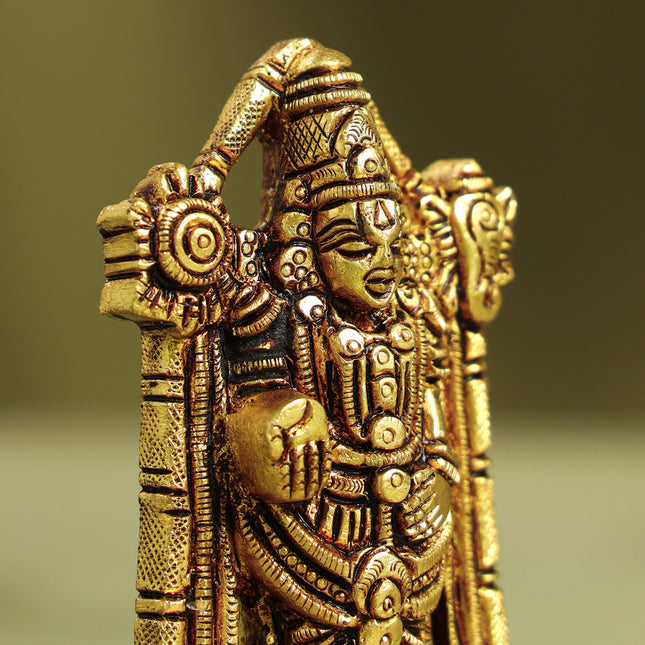 Brass Tirupati Balaji/Venkateshwar Idol (3.8 Inch)