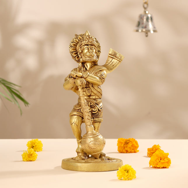 Brass Lord Hanuman Standing Idol (14 Inch)