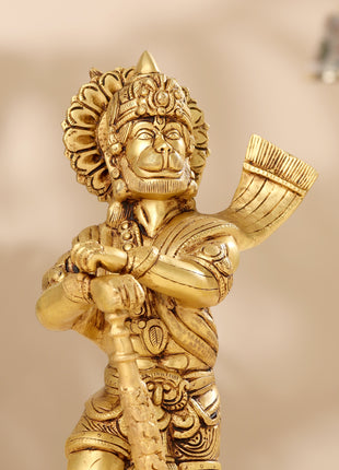 Brass Lord Hanuman Standing Idol (14 Inch)