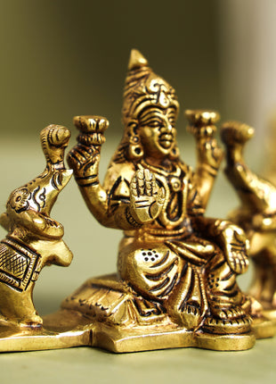 Brass Superfine Goddess Gaja Lakshmi Idol (3 Inch)