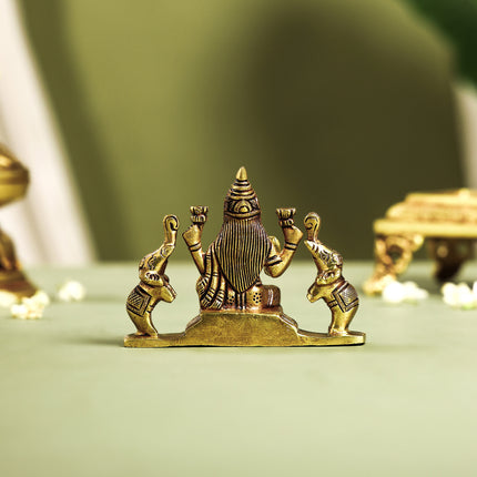 Brass Superfine Goddess Gaja Lakshmi Idol (3 Inch)