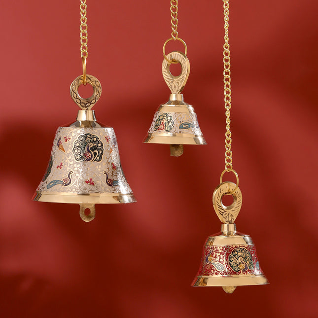 Brass Wall Hanging Meenakari Temple Bell