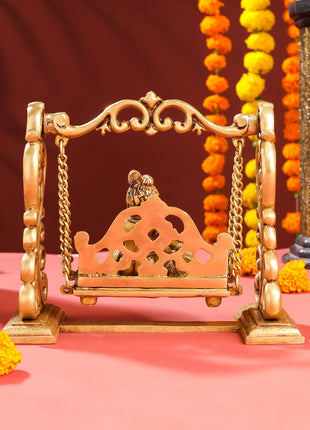 Brass Superfine Laddu Gopal On Swing/Jhula (7.5 Inch)