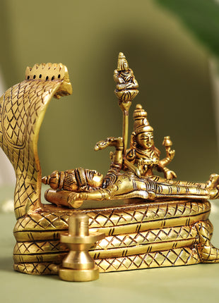 Brass Superfine Vishnu With Lakshmi On Sheshnaag Statue (5.2 Inch)