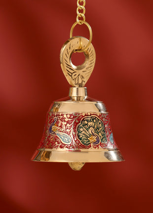 Brass Wall Hanging Meenakari Temple Bell