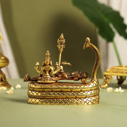 Brass Superfine Vishnu With Lakshmi On Sheshnaag Statue (5.2 Inch)