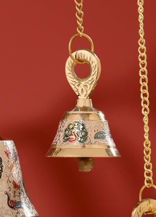 Brass Wall Hanging Meenakari Temple Bell