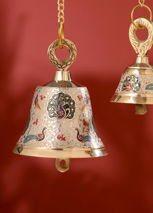 Brass Wall Hanging Meenakari Temple Bell