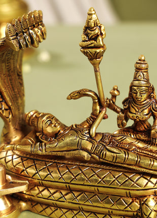 Brass Superfine Vishnu With Lakshmi On Sheshnaag Statue (5.2 Inch)