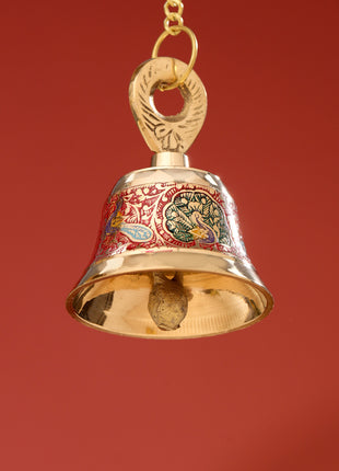 Brass Wall Hanging Meenakari Temple Bell