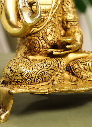 Brass Handcarved Blessing Buddha Idol (13 Inch)