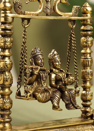 Brass Radha Krishna On Swing/Jhula (6 Inch)