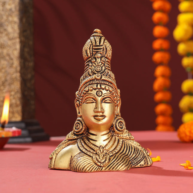 Brass Parvati Bust Idol (5 Inch)