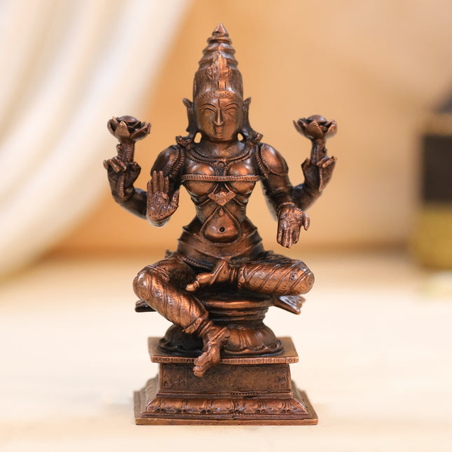 Copper Goddess Lakshmi Idol (4.5 Inch)