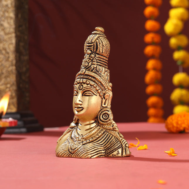 Brass Parvati Bust Idol (5 Inch)