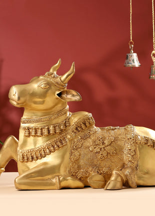 Brass Majestic Nandi Idol (20.5 Inch)