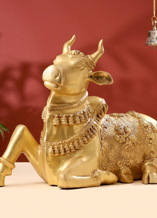 Brass Majestic Nandi Idol (20.5 Inch)